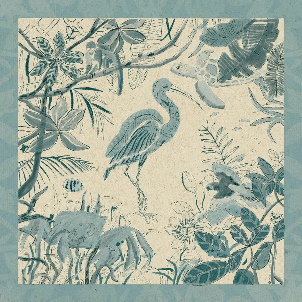 PAREO FLAMINGO DE HOJAS AZULES